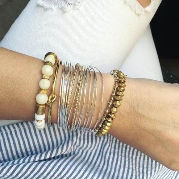 Stella & Dot | [SILVER] Multi Layer Mixed Metal Rhett Cuff Dainty Gold Bracelet - Picture 9 of 10